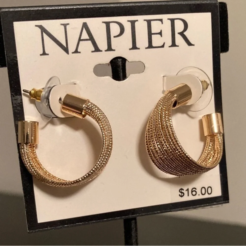 Napier Gold Mesh Hoop Earrings